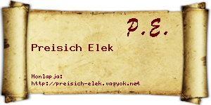 Preisich Elek névjegykártya